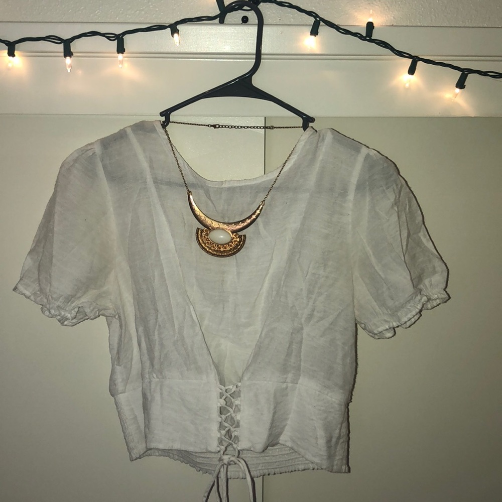 See Through White Crop Top/ Blouse